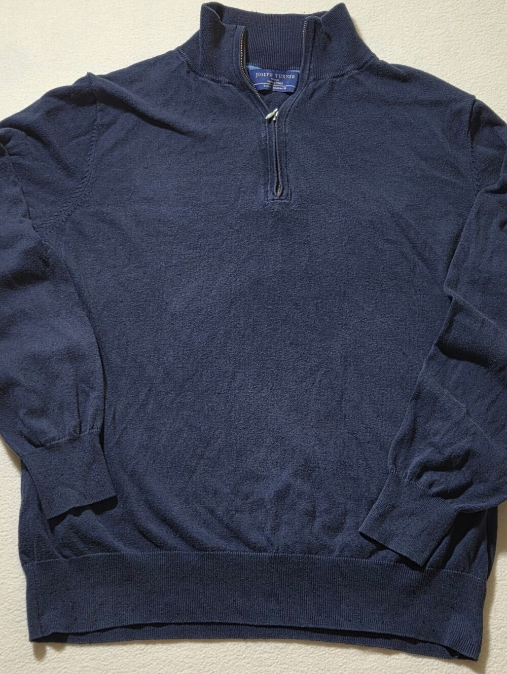 Joseph Turner Navy Cotton Cashmere Half-Zip Sweater Medium